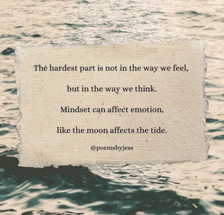 The hardest part is not in the way we feel,
but in the way we think.
Mindset can affect emotion,
like the moon affects the tide. wise quote