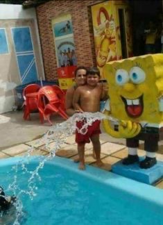 sponge bob peeing in pool