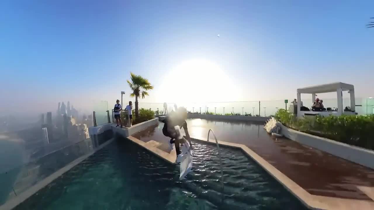 Brian Grubb's WakeBASE Jump off a Dubai
Infinity Pool.