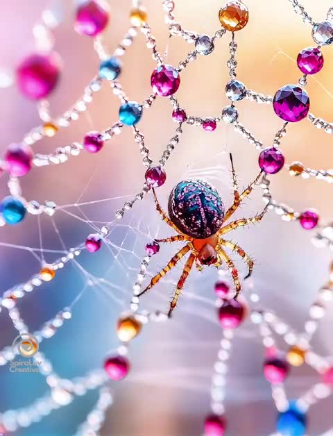 Amazing video of spiders weaving gem webs by chat gpt ai