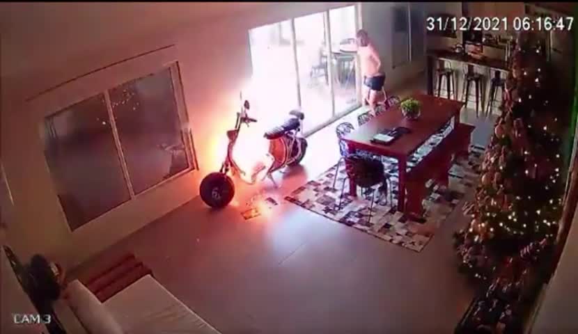 electric scooter caught on fire while charging